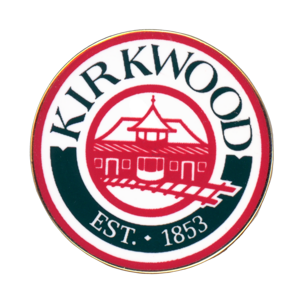 Kirkwood Est. 1853 Train Station Emblem Vintage Lapel Pin Front