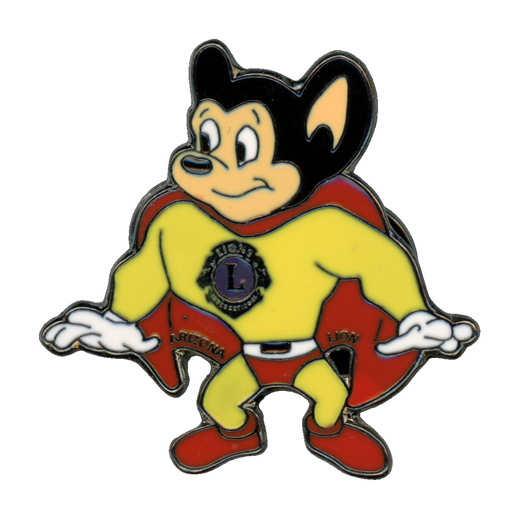 Lions Club Arizona Superhero Mighty Mouse PDG Jim Moffitt #6 Vintage Lapel Pin Front