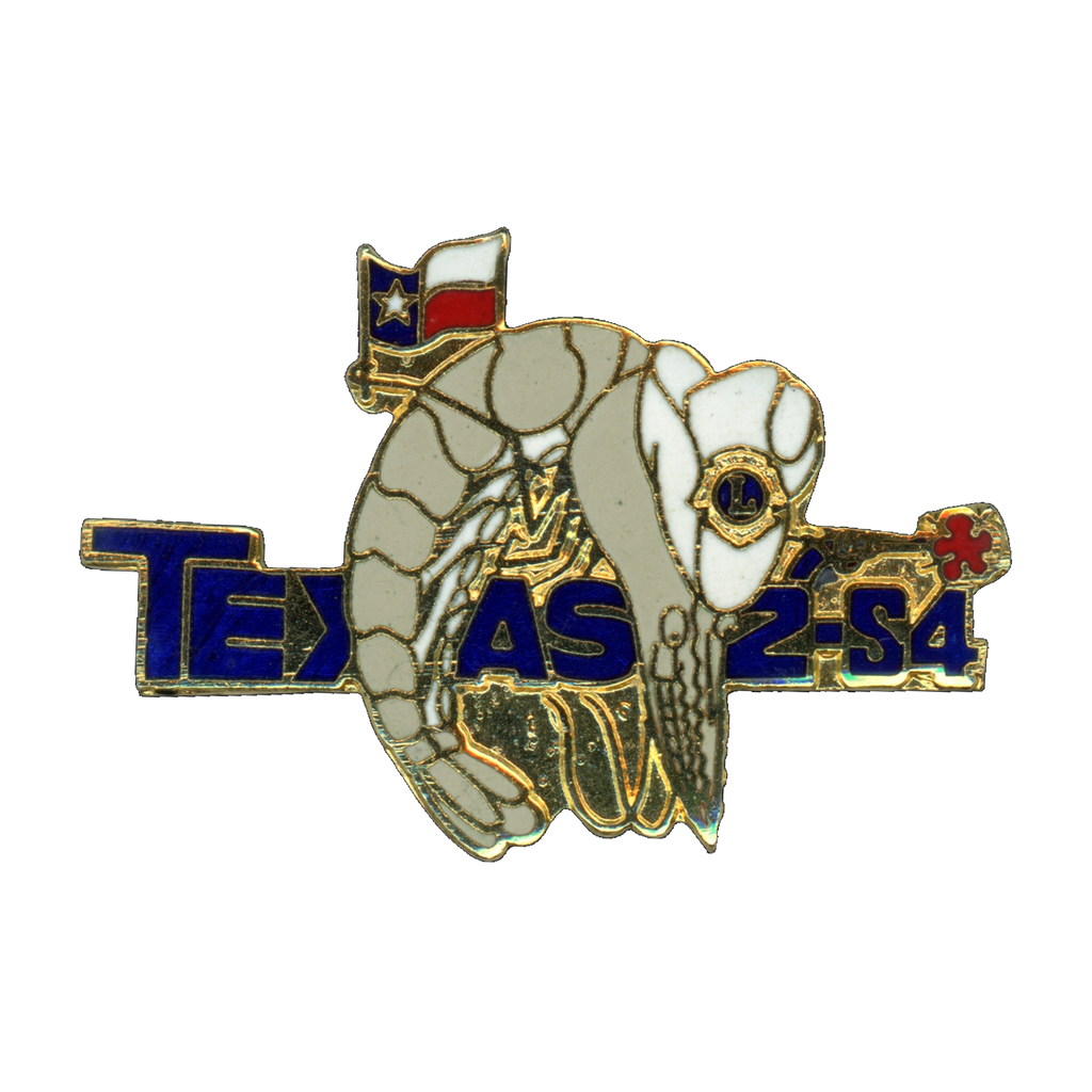 Lions Club District 2-S4 Texas Shrimp Vintage Lapel Pin Front