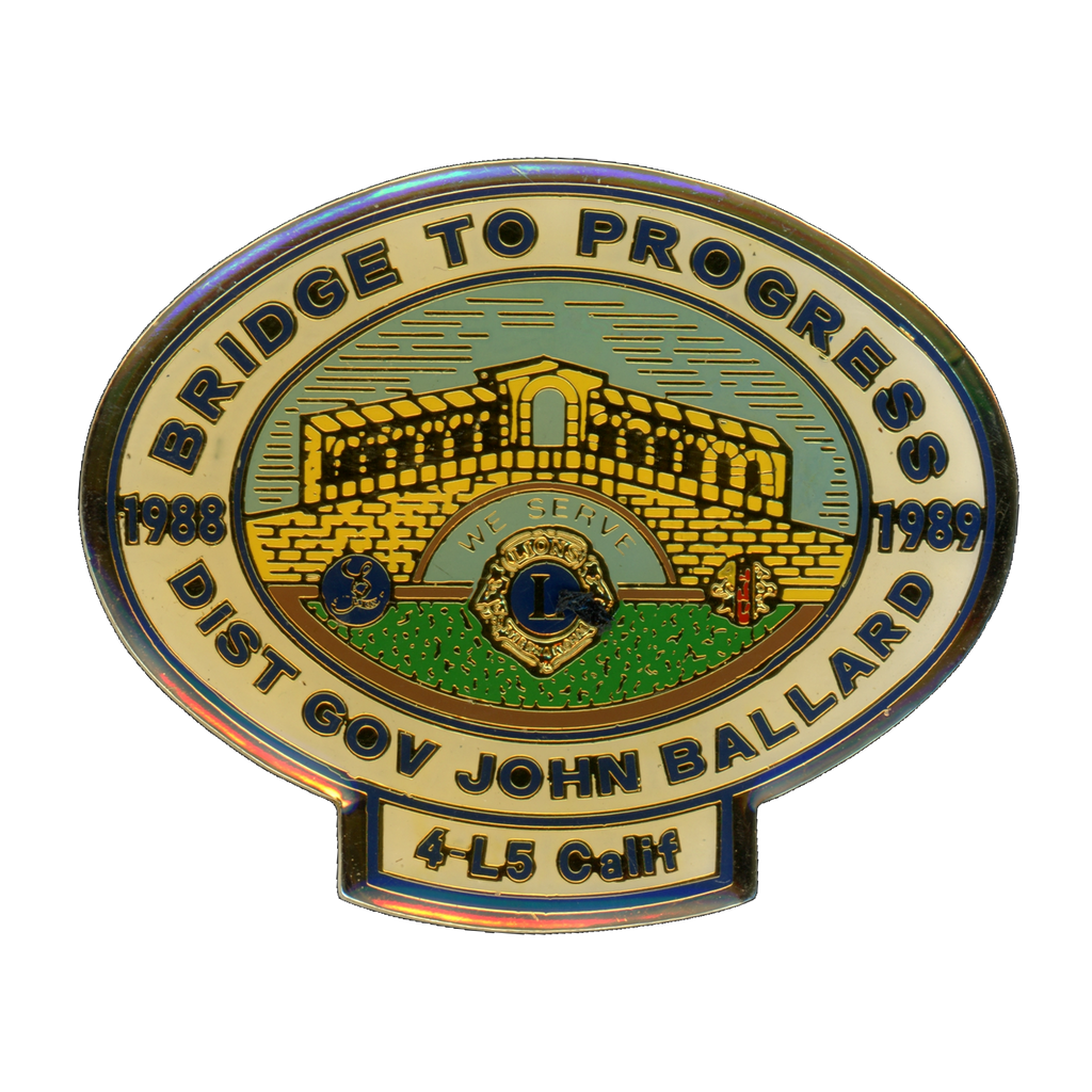 Lions Club District Gov John Ballard 1988-1989 Lapel Pin Front