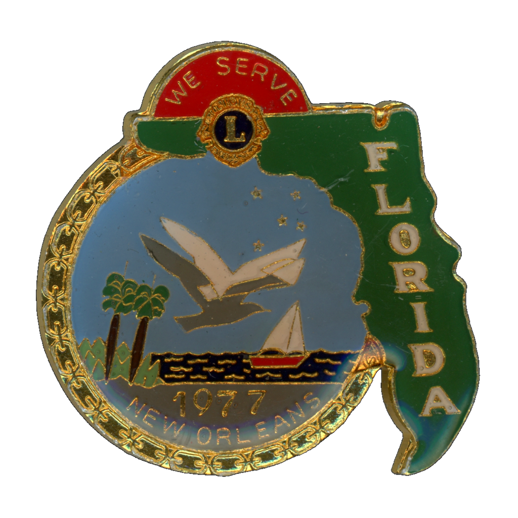 Lions Club Florida New Orleans 1977 Lapel Pin Front
