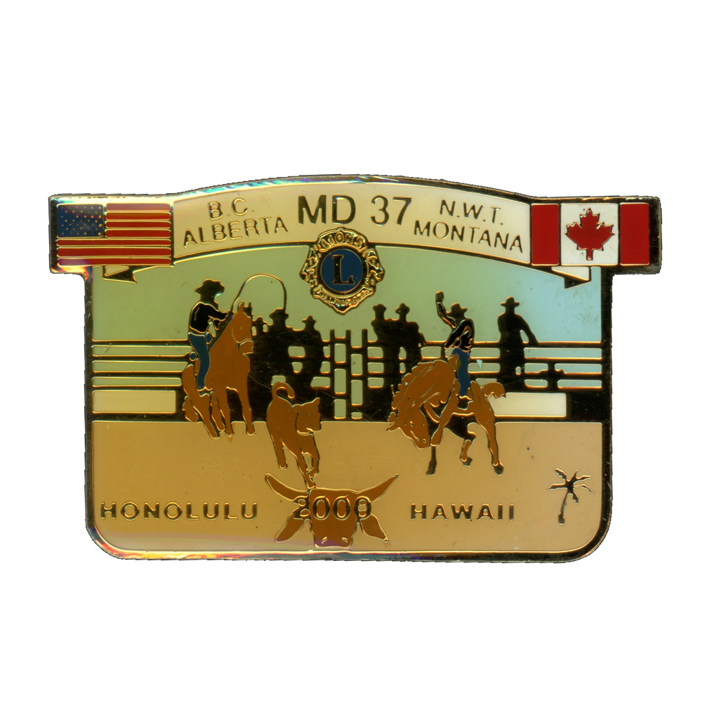 Lions Club MD 37 Honolulu Hawaii Rodeo 2000 Lapel Pin Front
