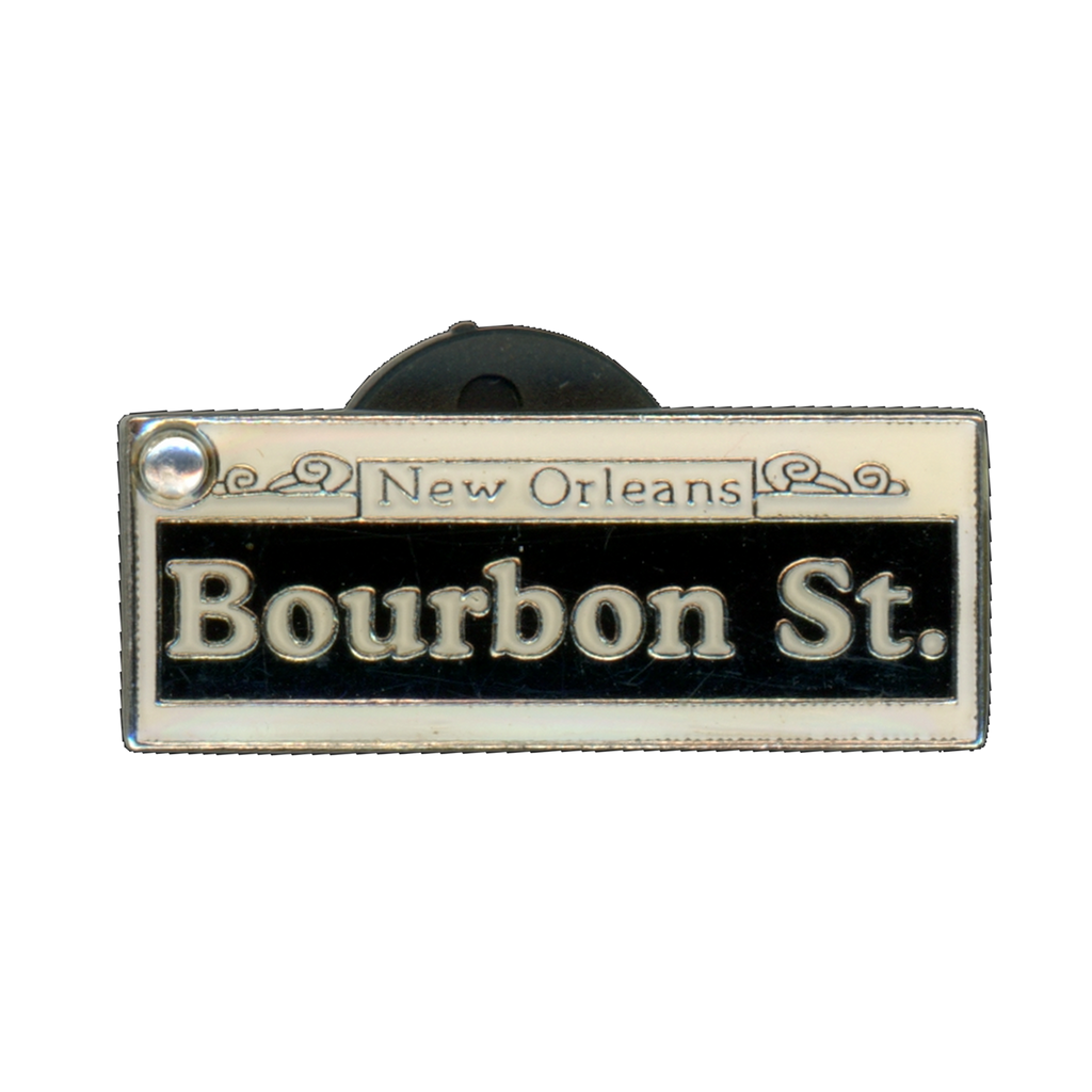 New Orleans Bourbon St. Street Sign Lapel Pin Front