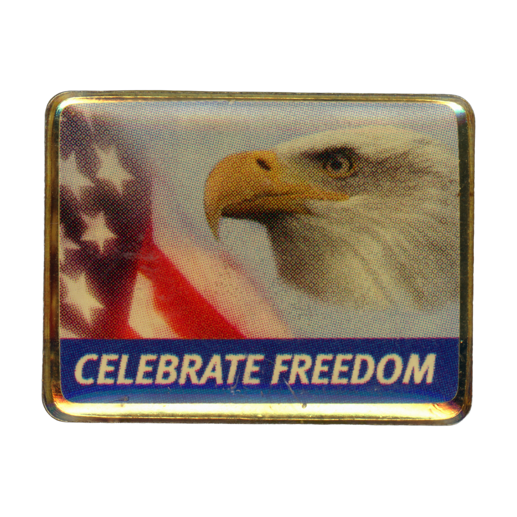 Patriotic USA Celebrate Freedom Eagle Vintage Lapel Pin Front