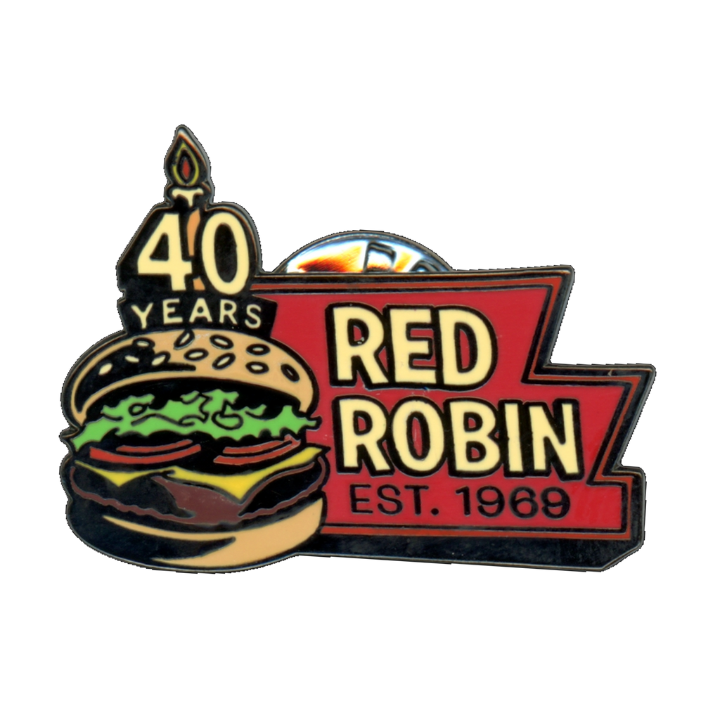 Red Robin 40th Anniversary Burger 2009 Lapel Pin Front