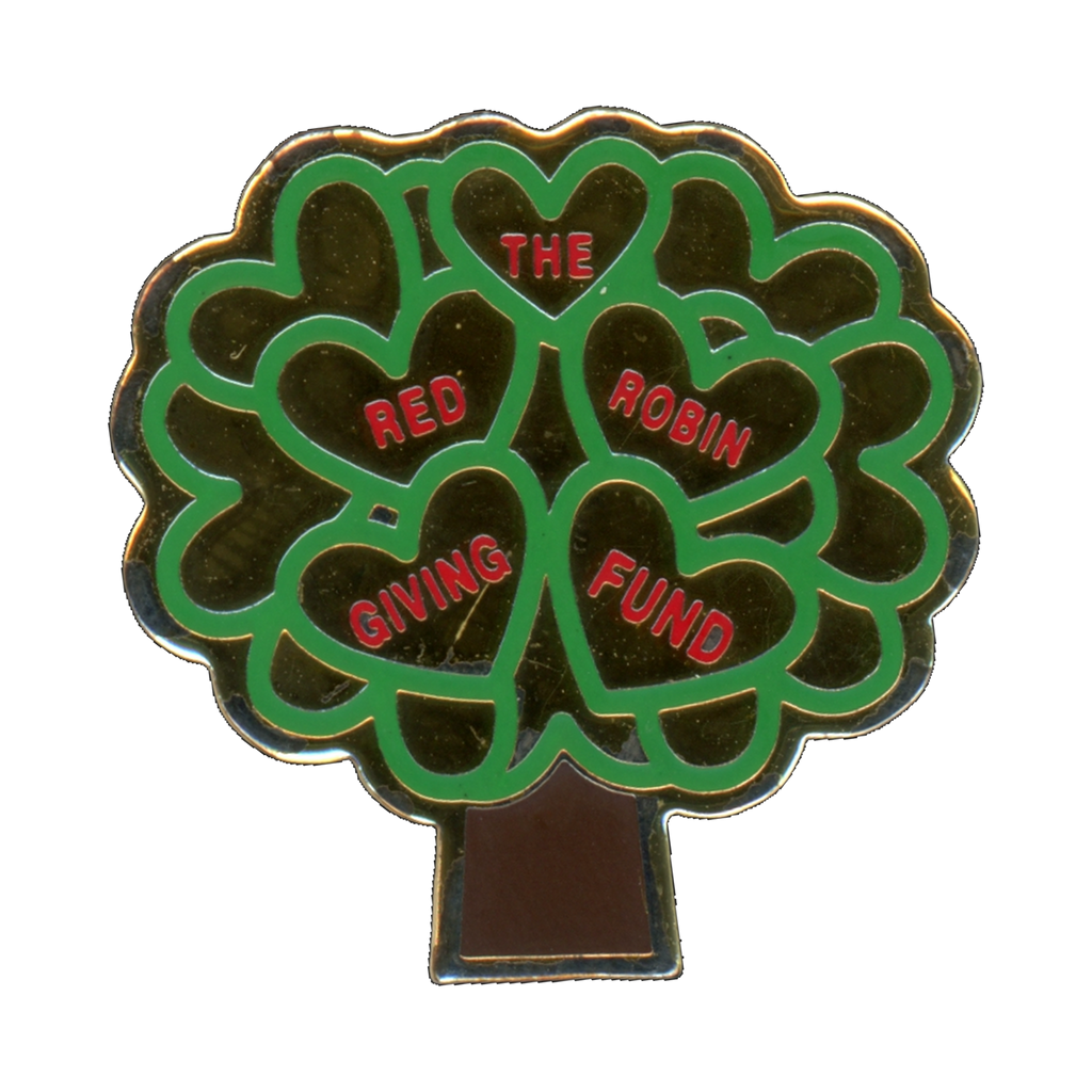 Red Robin Giving Fund Heart Tree Lapel Pin Front
