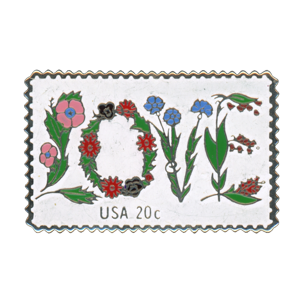 USPS Floral Love 20c Postage Stamp 1982 Lapel Pin Front
