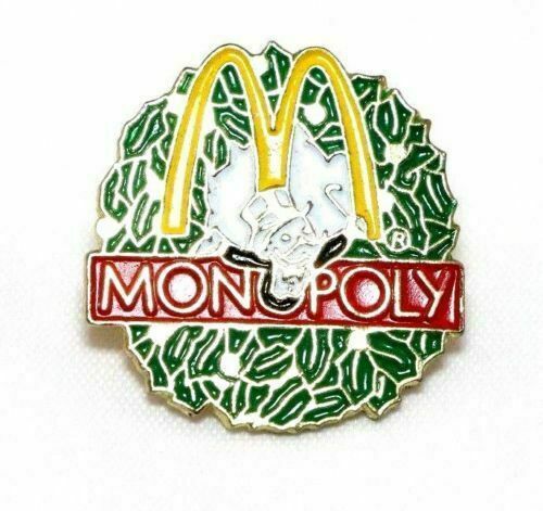 McDonald's MONOPOLY Christmas Wreath Lapel Crew Employee Pin Advertising Vintage - Fazoom