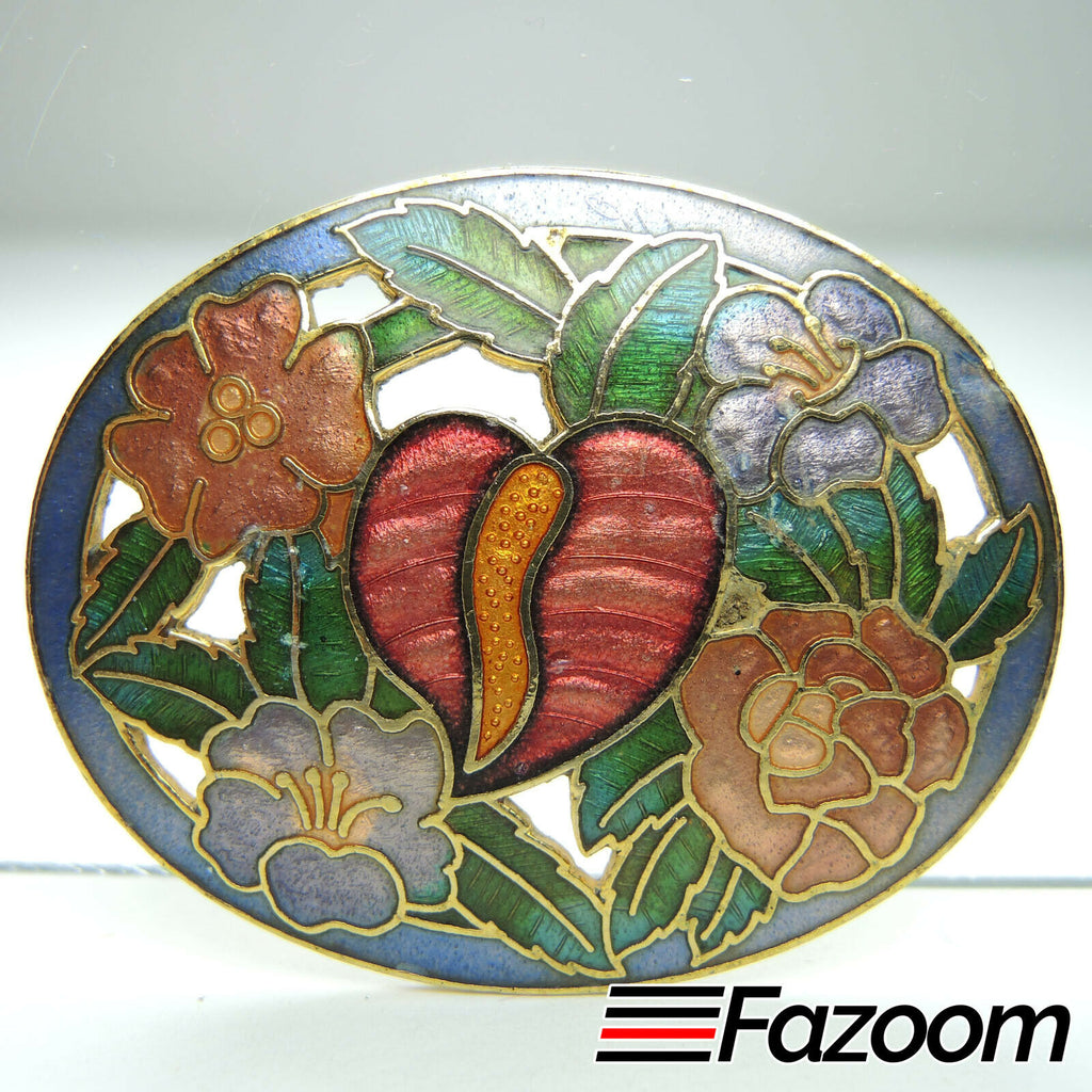 Gold-Tone Tropical Flowers Large Brooch Lapel Pin - Fazoom