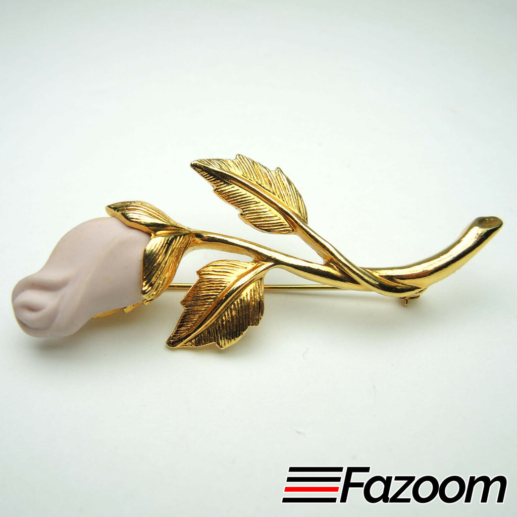 Avon Pink Rose Bud Brooch Lapel Pin Vintage - Fazoom