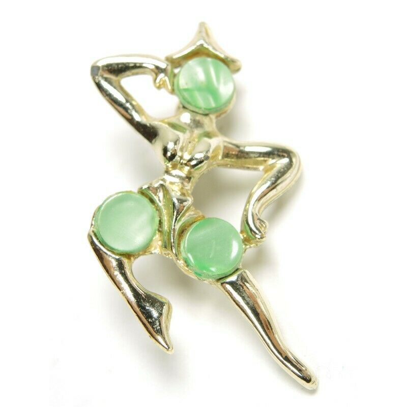 Dancer Buttons Gold Tone Brooch Lapel Pin Vintage VTG - Fazoom