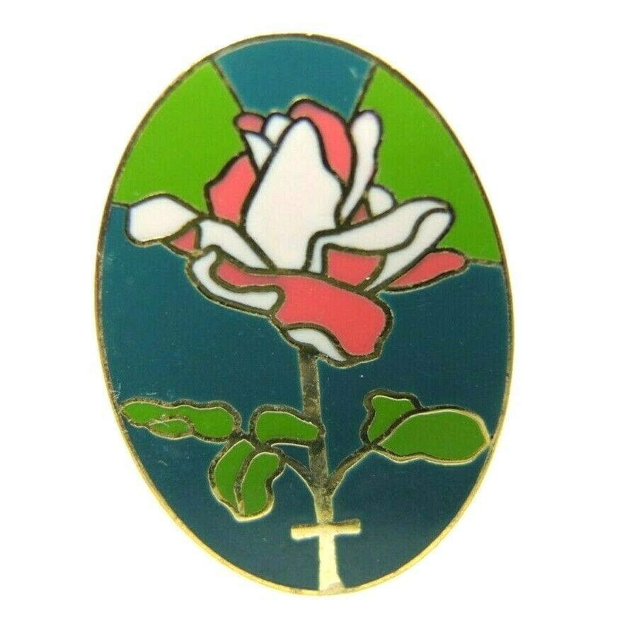 Oval Flower Enamel Gold Tone Lapel Pin - Fazoom