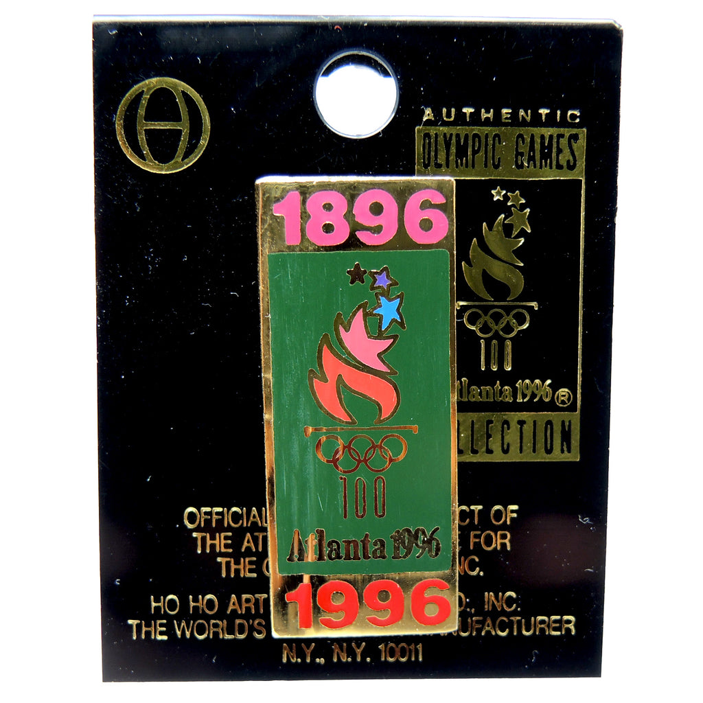 Atlanta 1996 Summer Olympic Games 1896-1996 Rectangle Torch Lapel Pin