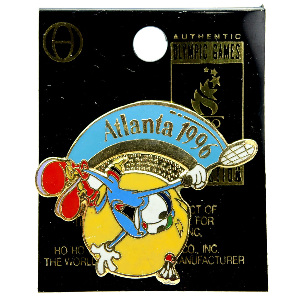 Atlanta 1996 Summer Olympic Games Izzy Mascot Badminton Lapel Pin