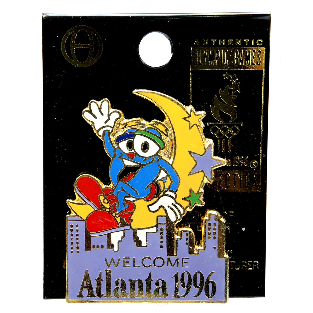 Atlanta 1996 Summer Olympic Games Izzy Mascot Welcome Moon Lapel Pin