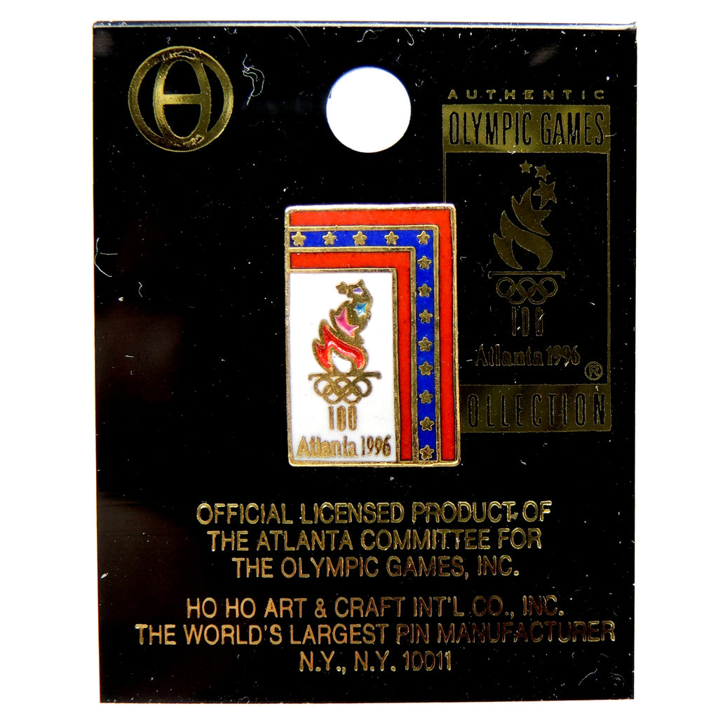 Atlanta 1996 Summer Olympic Games Small Torch Rectangle Lapel Pin