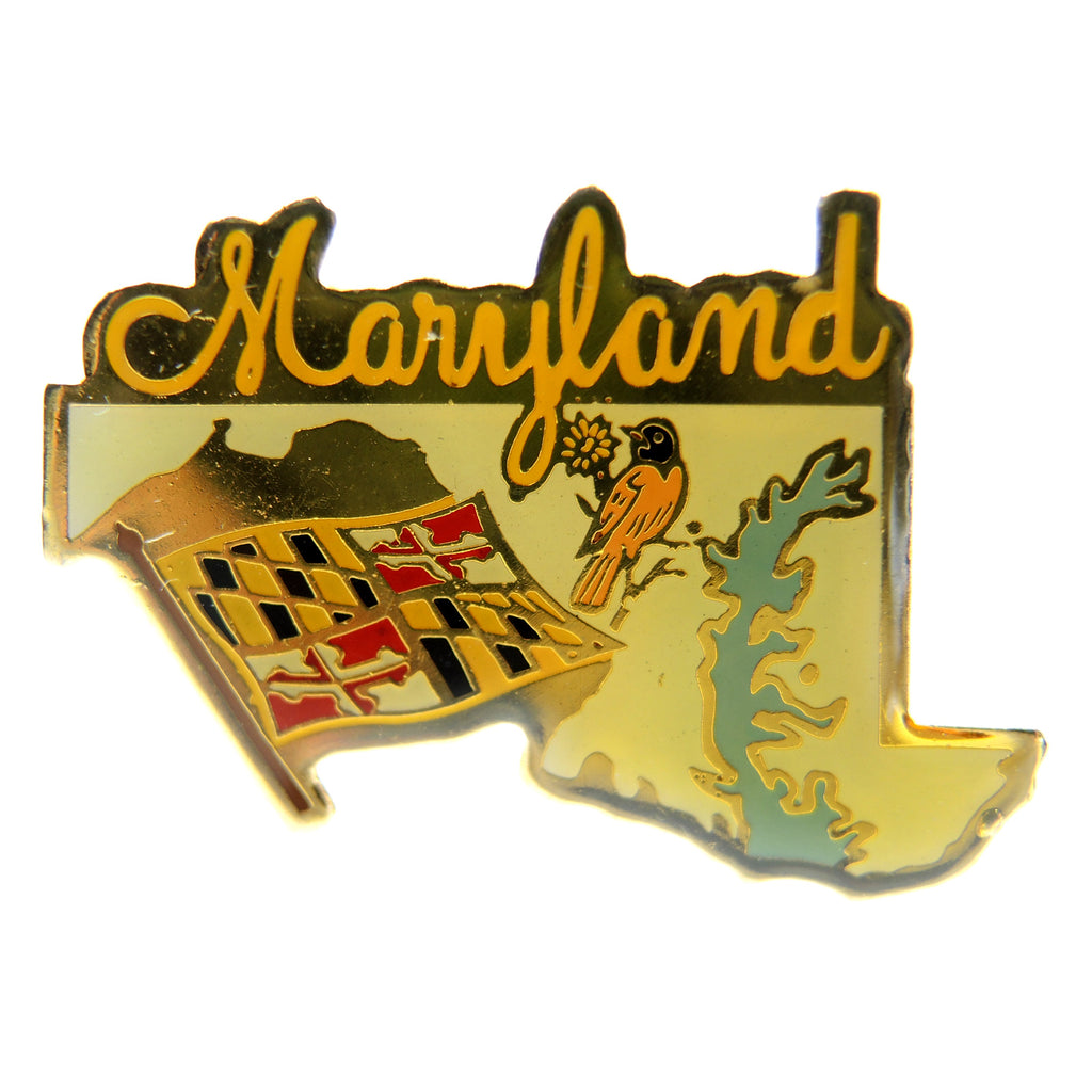 Maryland State Outline Flag Baltimore Oriole Lapel Pin