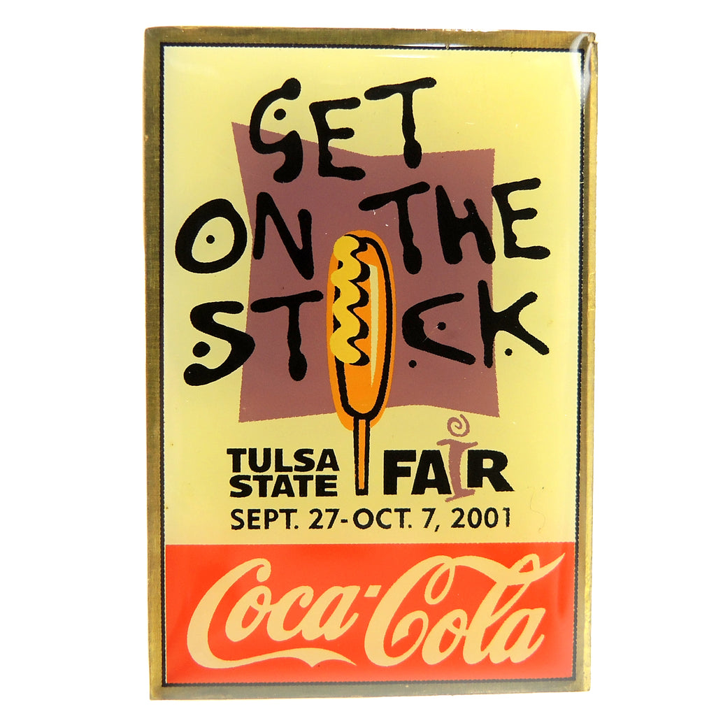 Tulsa State Fair 2001 Get on the Stick Corn Dog Coca-Cola Lapel Pin