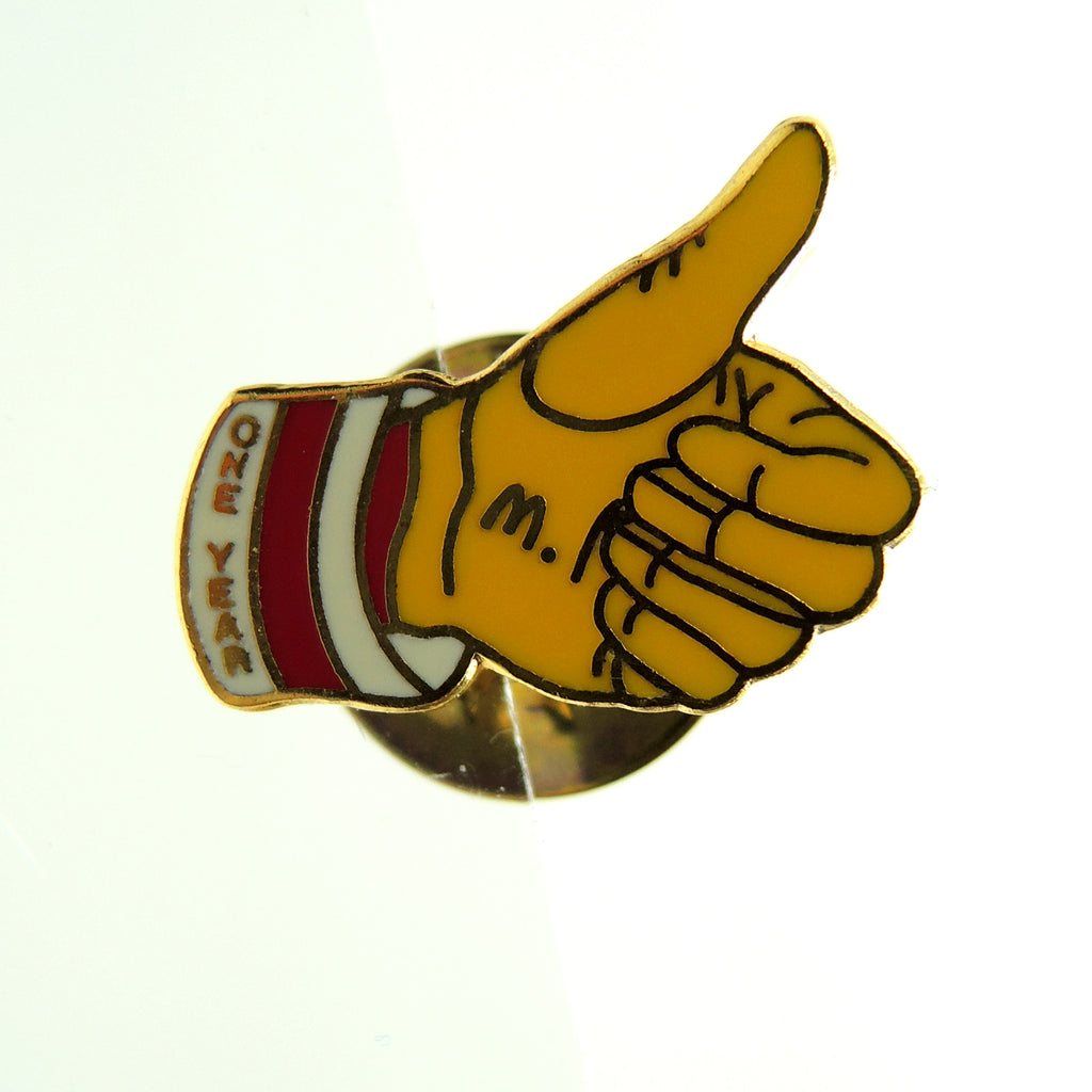 McDonald's One Year Anniversary Thumbs Up Lapel Pin - Fazoom