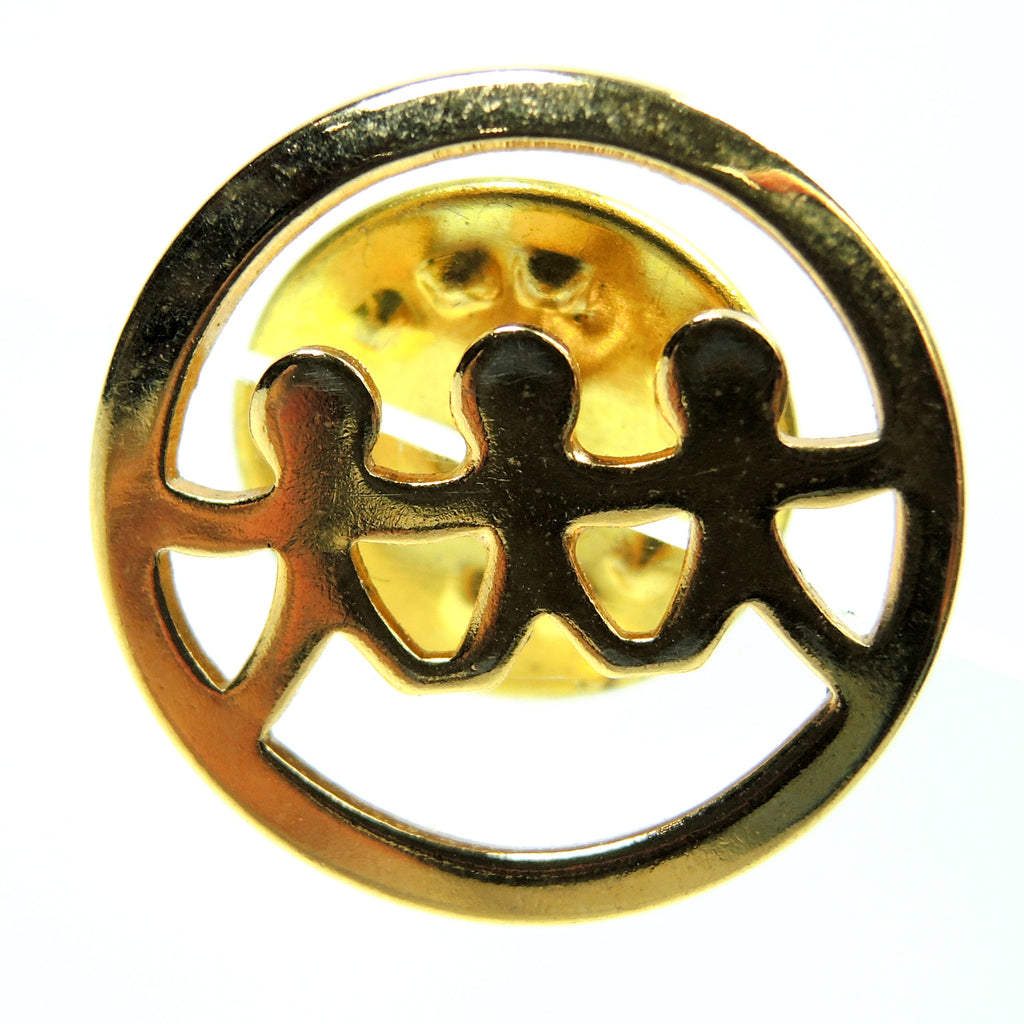E.A. Adams Three People Holding Hands Gold Tone Metal Lapel Pin - Fazoom