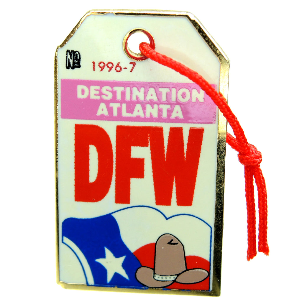 Atlanta 1996 Summer Olympic Games Luggage Tag DFW Dallas Texas Lapel Pin - Fazoom