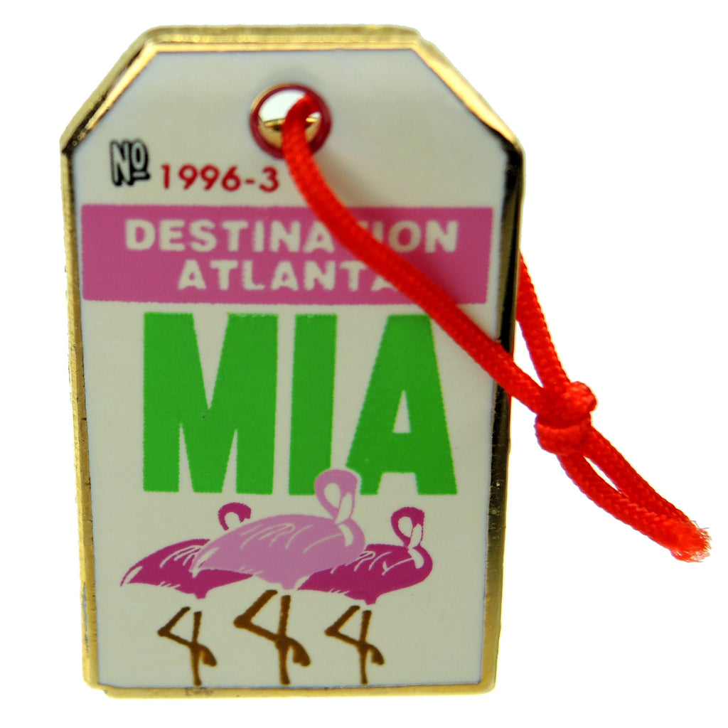 Atlanta 1996 Summer Olympic Games Luggage Tag MIA Miami Florida Lapel Pin - Fazoom